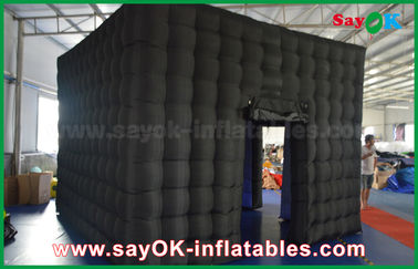 Inflatable Photo Studio 2 Doors Black Inflatable Photo Booth Waterproof With Led Strip For Advertising