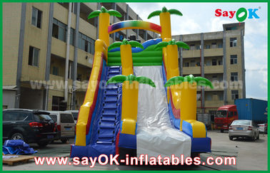 Inflatable Jumping Bouncer / Safety PVC Tarpaulin Inflatable Bouncer Slide Yellow / Blue Color For Playing