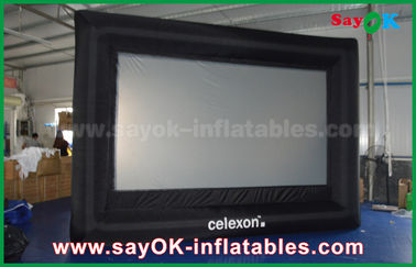 Backyard Movie Screens PVC Custom White / Black Inflatable Projection Screen WIth Frame SGS Approval