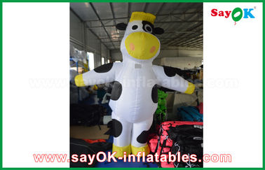 Cartoon Characters For Birthday Parties White Yellow Inflatable Model Cows / Bear Shaped For Amusement Park