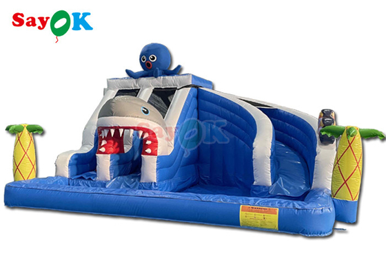 Amusement Park Inflatable Slide With Pool 19.7ft  Giant Inflatable Shark Water Slide For Kids