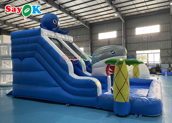 Amusement Park Inflatable Slide With Pool 19.7ft  Giant Inflatable Shark Water Slide For Kids