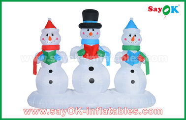 Inflatable Christmas Snowman 210D Oxford Cloth Inflatable Cartoon Characters Popular White Snowman / Olaf