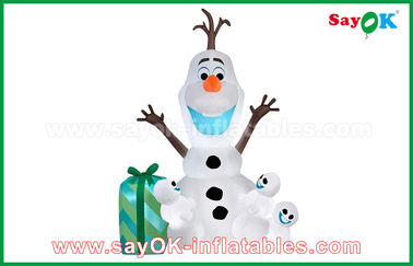 Inflatable Christmas Snowman 210D Oxford Cloth Inflatable Cartoon Characters Popular White Snowman / Olaf