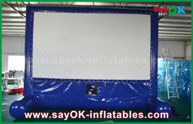 Large Inflatable Movie Screen Blue Inflatable Outdoor Movie Screen Customized For Advertising / Party / Event