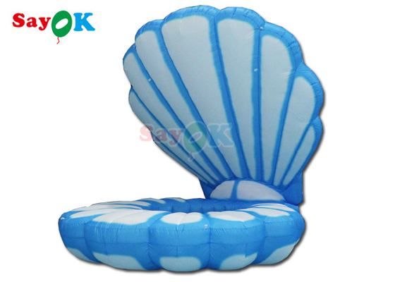 Blue And White Sea Giant Inflatable Clam Shell Stage Decoration With Led