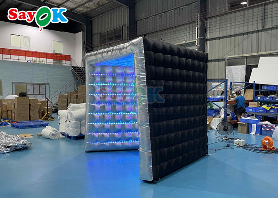 Photo Booth Decorations Advertising LED Light Inflatable Photo Booth V Sharp Silver Type Enclosure Tent