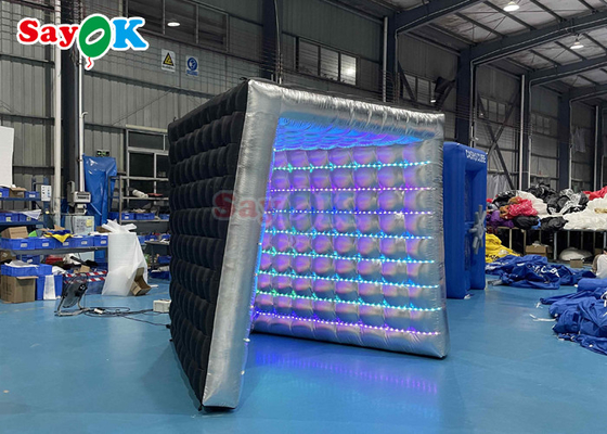 Photo Booth Decorations Advertising LED Light Inflatable Photo Booth V Sharp Silver Type Enclosure Tent