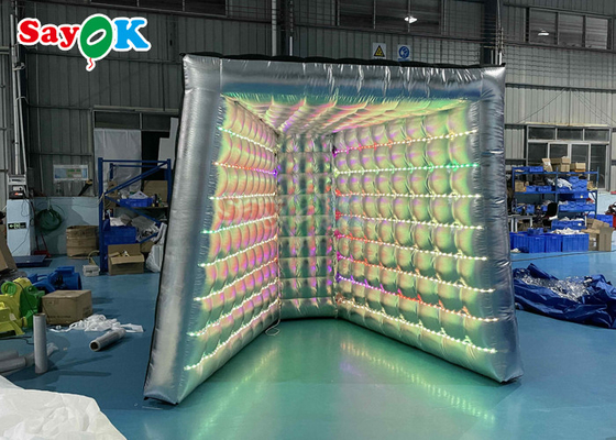 Photo Booth Decorations Advertising LED Light Inflatable Photo Booth V Sharp Silver Type Enclosure Tent