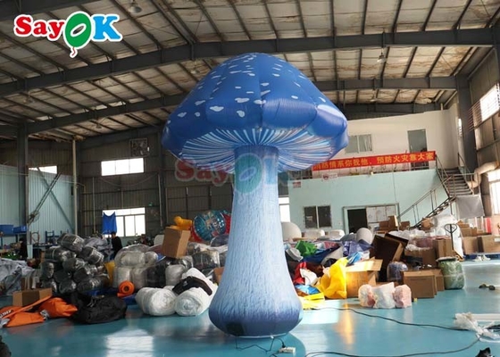 13.1ft Full Printing Inflatable Mushroom Led Light Blue Air Mushroom Event Decoration