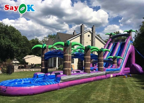 Purple Inflatable Water Slide Commercial Grade Water Slide Inflatable With Pool