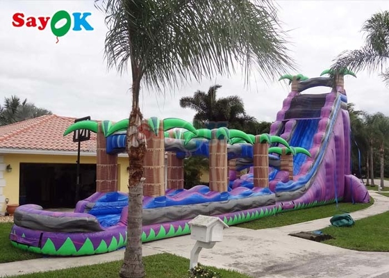 Purple Inflatable Water Slide Commercial Grade Water Slide Inflatable With Pool