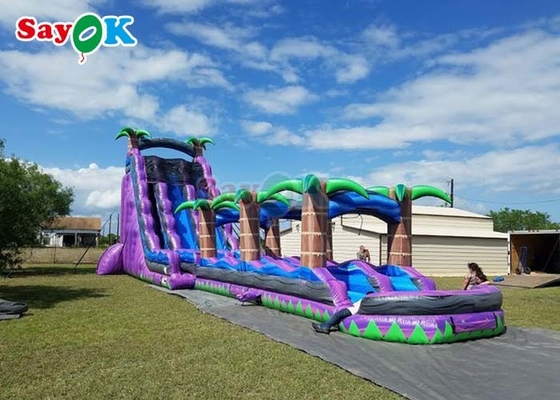 Purple Inflatable Water Slide Commercial Grade Water Slide Inflatable With Pool