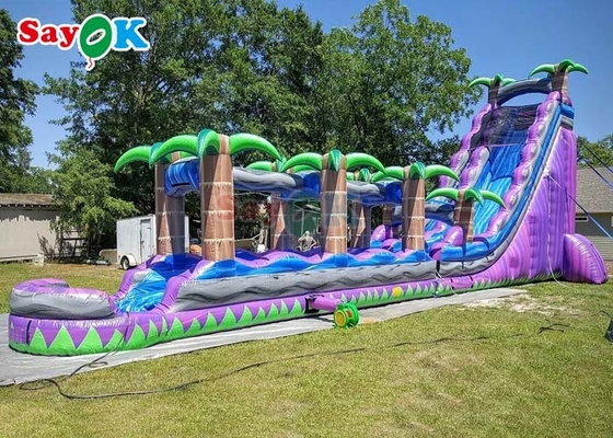 Purple Inflatable Water Slide Commercial Grade Water Slide Inflatable With Pool