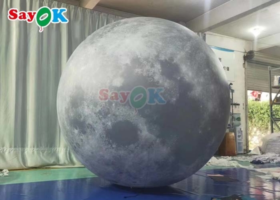 6.6ft Led Light Inflatable Moon Balloon Large Inflatable Planet Stage Decoration For Events