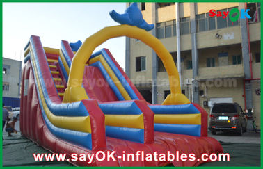 Bouncy Castle With Slide Customized 0.55 PVC Tarpaulin Inflatable Bouncer Slide For Water Fun / Water Park