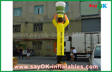 Inflatable Wacky Waving Tube Man Yellow Inflatable Air Dancer Cooker For Advertising , Inflatable Sky Dancer