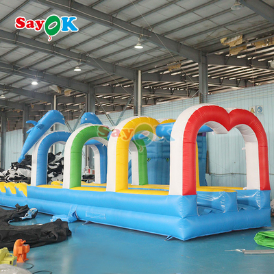 39ft Blue Color Slide For Sale Large Commercial Inflatable Urban Water Slides Long For Kids
