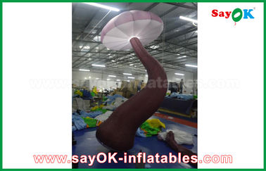 Vivid Brown Inflatable Mushroom with LED light Inside for Show Decoration