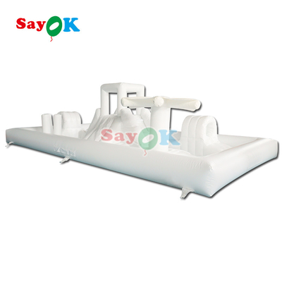 Customized Commercial Soft Play Equipment White Splash Pad Inflatable Water Park Bouncing Castle Slide