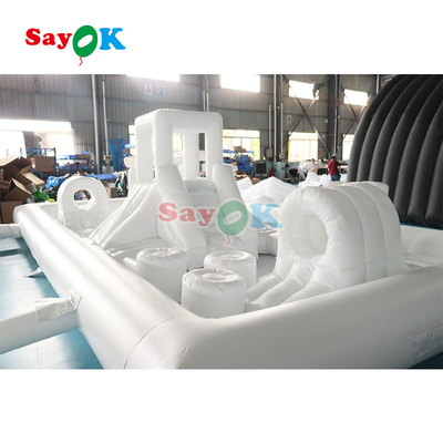 Customized Fashionable Mini White Splash Pad Water Park Inflatable Obstacle Course Playground Castle Slide Combo