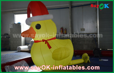 Inflatable Character Balloons RGB Led Lighting Yellow Duck Inflatable Model With Blower For Event ROHS