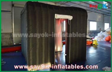 Advertising Booth Displays Black Two Doors Customize Inflatable Event Photo Booth With Rgb Led Lighting