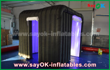 Advertising Booth Displays Black Two Doors Customize Inflatable Event Photo Booth With Rgb Led Lighting