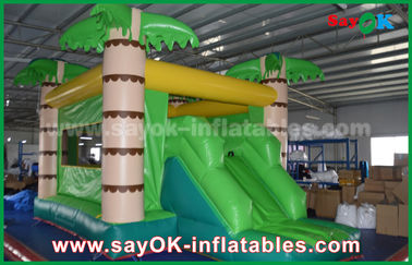 Customize Coconut Tree Green Inflatable Bouncer House For Playing