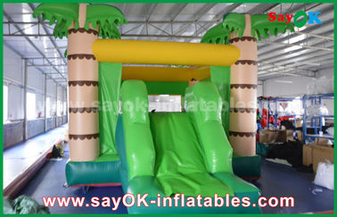 Customize Coconut Tree Green Inflatable Bouncer House For Playing