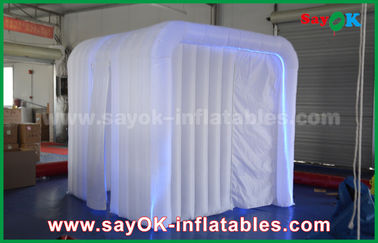 Inflatable Party Tent White Inflatable Event Photo Booth With RGB Led Light / Two Doors