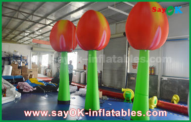 Giant Red Inflatable Double Flower For Stage Decoration With LED Light