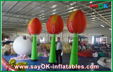 Giant Red Inflatable Double Flower For Stage Decoration With LED Light