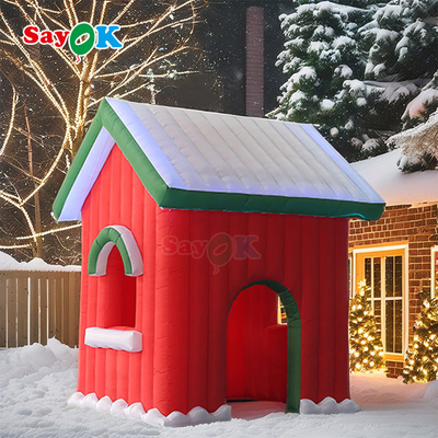 Portable Oxford Cloth LED Light Inflatable Christmas House Santa Tent