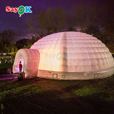 Waterproof Oxford Cloth Colorful LED Lights Outdoor Dome Inflatable Igloo Tent with Blower