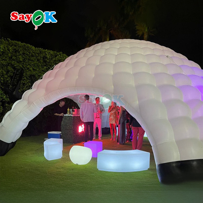 Waterproof Oxford Cloth Colorful LED Lights Outdoor Dome Inflatable Igloo Tent with Blower