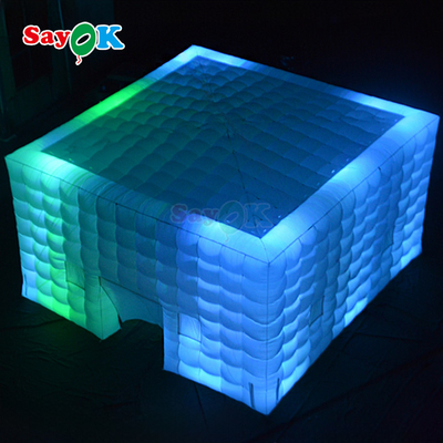 8m Square Camping Tents LED Inflatable Tent For 80 People Outdoor Party Event
