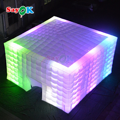 8m Square Camping Tents LED Inflatable Tent For 80 People Outdoor Party Event