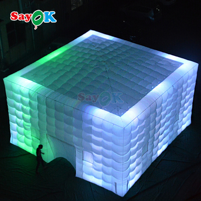 Customized White Square LED Light Tents Camping Party Event Inflatable Tent For Rental