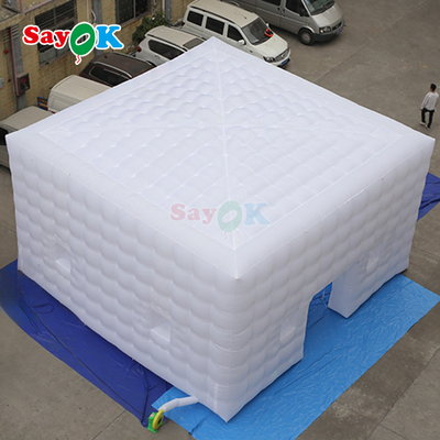 Customized White Square LED Light Tents Camping Party Event Inflatable Tent For Rental