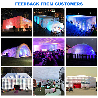 Customized White Square LED Light Tents Camping Party Event Inflatable Tent For Rental