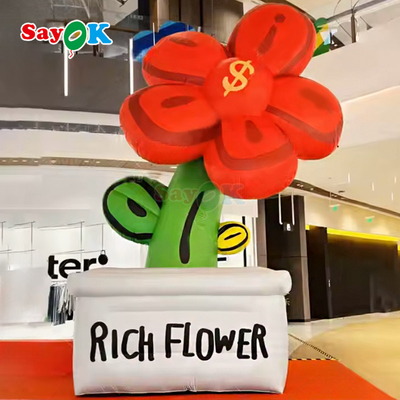 Free 3d Design Commercial Giant Inflatable Rich Flower Inflatables Flowers Pot With LED Light