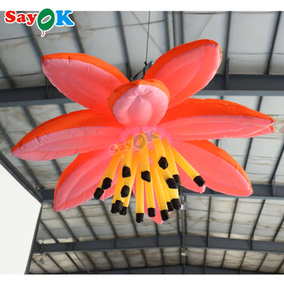 Customized Purple Giant Hanging Lotus Flower Inflatable LED Light Flowers For Event Decoration Advertising