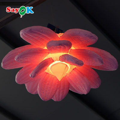 Customized Purple Giant Hanging Lotus Flower Inflatable LED Light Flowers For Event Decoration Advertising