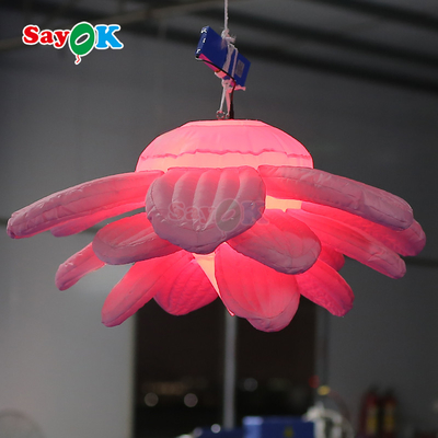 Customized Purple Giant Hanging Lotus Flower Inflatable LED Light Flowers For Event Decoration Advertising