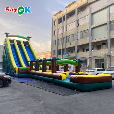 Commercial Grade Inflatable Water Double Slides Palm Tree Water Slide Inflatable for Kids and Adults