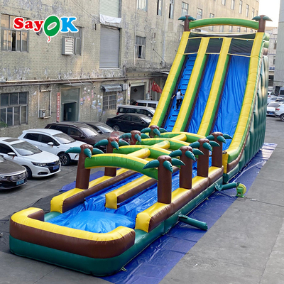 Commercial Grade Inflatable Water Double Slides Palm Tree Water Slide Inflatable for Kids and Adults