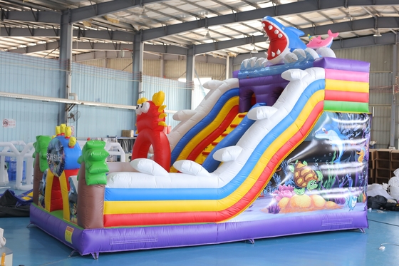 Custom-Printed Inflatable Dry Slide with Bouncy Castle Design for Kids Events