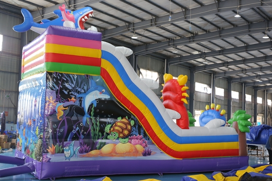Custom-Printed Inflatable Dry Slide with Bouncy Castle Design for Kids Events