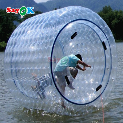 Sayok Inflatable Floating Roller Aqua Zorbing Ball Transparent PVC Cylinder Human Water Bubble Ball for Water Game